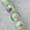 Plate Colorized Silver Foil Lampwork Beads, Round 12mm Hole: About 1.5mm, Sold by PC 