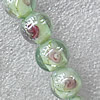 Plate Colorized Silver Foil Lampwork Beads, Round 18mm Hole: About 1.5mm, Sold by PC 