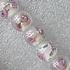 Plate Colorized Silver Foil Lampwork Beads, Round 12mm Hole: About 1.5mm, Sold by PC 