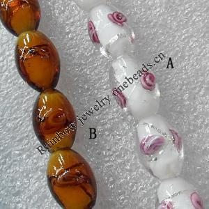 Plate Colorized Silver Foil Lampwork Beads, Oval 14x20mm Hole: About 1.5mm, Sold by PC 