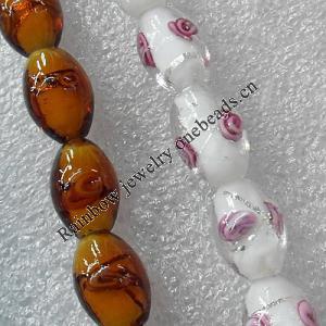Mix Color Plate Colorized Silver Foil Lampwork Beads, Oval 11x16mm Hole: About 1.5mm, Sold by Group