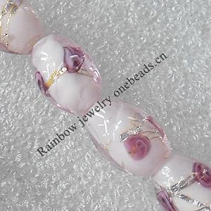 Plate Colorized Silver Foil Lampwork Beads, Oval 8x10mm Hole: About 1.5mm, Sold by PC 