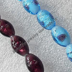 Mix Color Plate Colorized Silver Foil Lampwork Beads, Oval 11x16mm Hole: About 1.5mm, Sold by Group