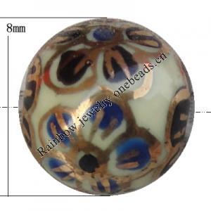 Porcelain beads, Round 8mm Hole:1mm, Sold by Bag