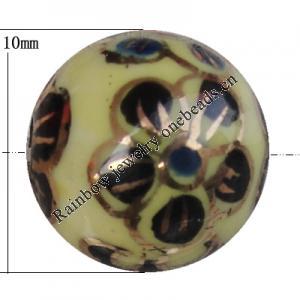 Porcelain beads, Round 10mm Hole:1mm, Sold by Bag