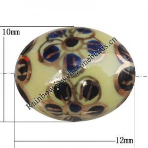 Porcelain beads, Oval 12x10mm Hole:1mm, Sold by Bag