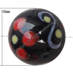 Porcelain beads, Round 10mm Hole:1mm, Sold by Bag