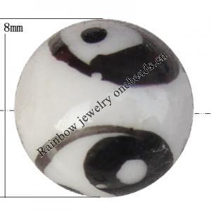 Porcelain beads, Round 8mm Hole:1mm, Sold by Bag