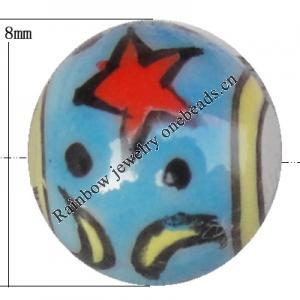 Porcelain beads, Round 8mm Hole:1mm, Sold by Bag