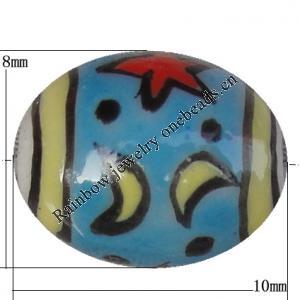 Porcelain beads, Oval 10x8mm Hole:1mm, Sold by Bag