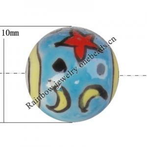 Porcelain beads, Round 10mm Hole:1mm, Sold by Bag