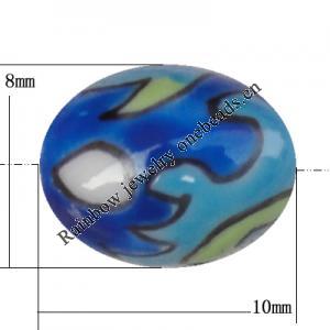 Porcelain beads, Oval 10x8mm Hole:1mm, Sold by Bag