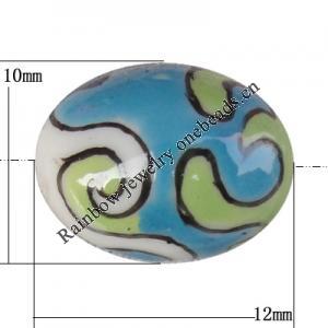Porcelain beads, Oval 12x10mm Hole:1mm, Sold by Bag