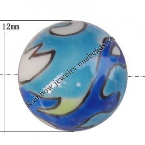 Porcelain beads, Round 12mm Hole:1mm, Sold by Bag