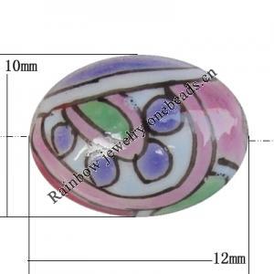 Porcelain beads, Oval 12x10mm Hole:1mm, Sold by Bag