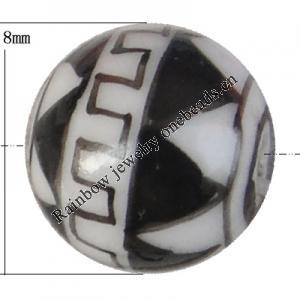 Porcelain beads, Round 8mm Hole:1mm, Sold by Bag