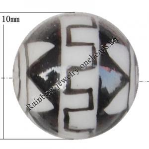 Porcelain beads, Round 10mm Hole:1mm, Sold by Bag