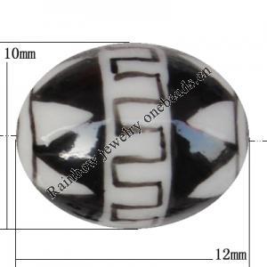 Porcelain beads, Oval 12x10mm Hole:1mm, Sold by Bag