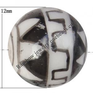 Porcelain beads, Round 12mm Hole:1mm, Sold by Bag