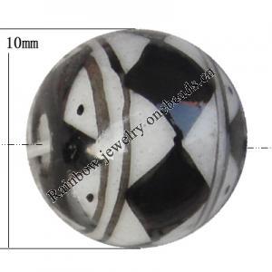 Porcelain beads, Round 10mm Hole:1mm, Sold by Bag