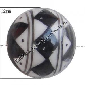 Porcelain beads, Round 12mm Hole:1mm, Sold by Bag