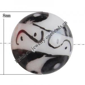 Porcelain beads, Round 8mm Hole:1mm, Sold by Bag