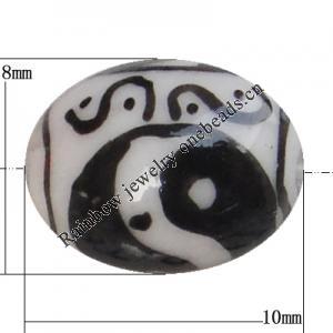 Porcelain beads, Oval 10x8mm Hole:1mm, Sold by Bag