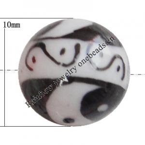 Porcelain beads, Round 10mm Hole:1mm, Sold by Bag