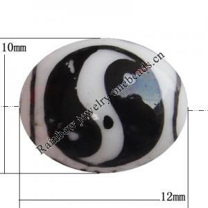 Porcelain beads, Oval 12x10mm Hole:1mm, Sold by Bag