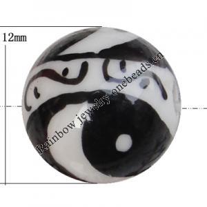 Porcelain beads, Round 12mm Hole:1mm, Sold by Bag