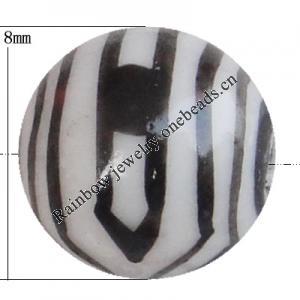 Porcelain beads, Round 8mm Hole:1mm, Sold by Bag