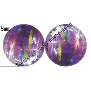 Drawbench Translucent Glass Beads, Round 8mm Hole:1mm, Sold per 32-Inch Strand 