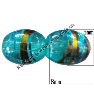 Drawbench Translucent Glass Beads, Oval 8x5mm Hole:0.8mm, Sold per 32-Inch Strand 
