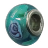 Handmade European Style Lampwork Beads With Platinum Color Copper Core, 10x15mm Hole:5mm, Sold by PC