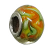 Handmade European Style Lampwork Beads With Platinum Color Copper Core, 10x15mm Hole:5mm, Sold by PC