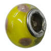 Handmade European Style Lampwork Beads With Platinum Color Copper Core, 10x15mm Hole:5mm, Sold by PC