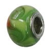 Handmade European Style Lampwork Beads With Platinum Color Copper Core, 10x15mm Hole:5mm, Sold by PC