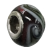 Handmade European Style Lampwork Beads With Platinum Color Copper Core, 10x15mm Hole:5mm, Sold by PC