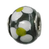 Handmade European Style Lampwork Beads With Platinum Color Copper Core, 10x15mm Hole:5mm, Sold by PC