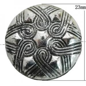 Jewelry findings, CCB plastic Beads Antique Silver, Flat Round 23mm Hole:3mm, Sold by Bag