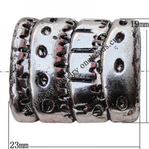 Jewelry findings, CCB plastic Beads Antique Silver, 23x19mm Hole:6mm, Sold by Bag
