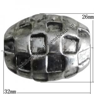 Jewelry findings, CCB plastic Beads Antique Silver, Oval 32x26mm Hole:5mm, Sold by Bag