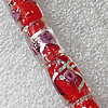 Plate Colorized Silver Foil Lampwork Beads, Column 8x12mm Hole: About 1.5mm, Sold by PC