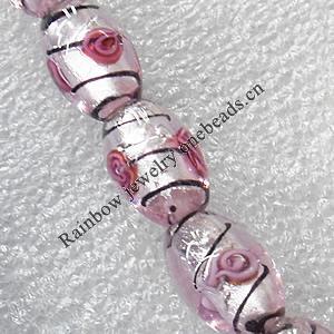 Plate Colorized Silver Foil Lampwork Beads, Oval 8x10mm Hole: About 1.5mm, Sold by PC