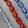 Plate Colorized Silver Foil Lampwork Beads, Mix Color, Oval 11x16mm Hole: About 1.5mm, Sold by Group