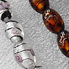 Plate Colorized Silver Foil Lampwork Beads, Oval 8x10mm Hole: About 1.5mm, Sold by PC