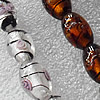 Plate Colorized Silver Foil Lampwork Beads, Oval 11x16mm Hole: About 1.5mm, Sold by PC