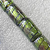 Plate Colorized Silver Foil Lampwork Beads, Column 8x10mm Hole: About 1.5mm, Sold by PC