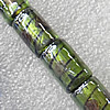 Plate Colorized Silver Foil Lampwork Beads, Column 11x16mm Hole: About 1.5mm, Sold by PC
