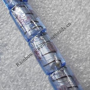 Plate Colorized Silver Foil Lampwork Beads, Column 8x10mm Hole: About 1.5mm, Sold by PC